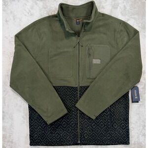NWT Roark Mens Landfall Full ZIp Fleece Sweater Jacket Green Black XL